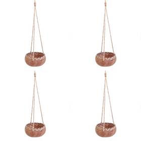 Ca-cprb-0003-04 Rainforest Bowls Set Of 4 Hanging Fiber Coconut Planters With Drainage Hole- Per