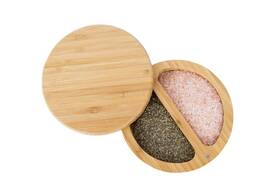Adoric-1 Relative Foods Salt Cellar -bamboo And Pepper Bowl With Magnetic Swivel Lid -... Fast Ship