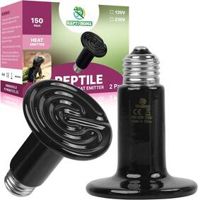 Repti Home 744110141252 150w Ceramic Heat Emitter 2 Pack Reptile Lamp Bulbs Heater For