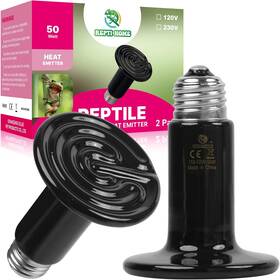 Repti Home 744759209702 50w Ceramic Heat Emitter 2 Pack Reptile Lamp Bulbs Heater For A
