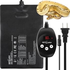 Ahm24t Repti Zoo 8 Inch X 12 Reptile Heat Pad With Thermostat Black