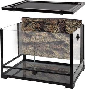 Rk0107 Repti Zoo 34 Gallon Large Reptile Glass Terrarium Tank With Foam Backgroundsdouble Hinge D