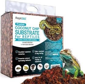 Repti360 199874646862 Premium Coconut Chip Substrate For Reptiles 10 Lb Compressed Block Expands
