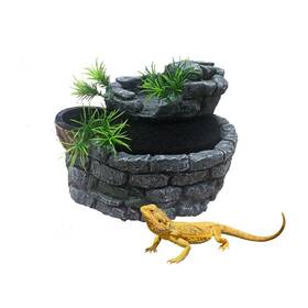 R-wf-009 Repticircle 550ml Reptile Water Fountain With Food Dish Terrarium Drinking