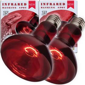 Reptiking 744759505170 Reptile Red Heat Lamp 2-pack 75w Infrared Basking Bulbs Light For Reptiles Ni