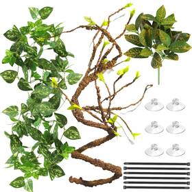 Reptiking 974318891015 Reptile Terrarium Decor Plants Hanging Vines Fake For Enclos