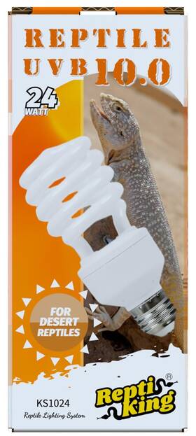 Reptiking 974318891039 Uvb Reptile Light 10.0 24w Uva Bulb Lamp For Bearded Drag