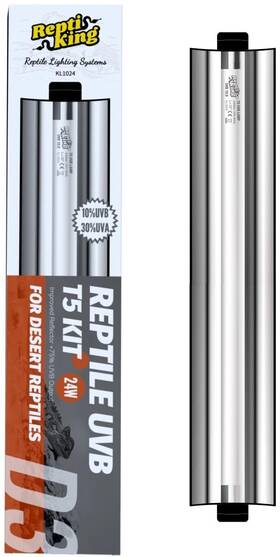 Reptiking 974318891220 Uvb Reptile Light 24w T5 Fixture And 10.0 Tube Kit For