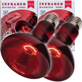 Reptiking 974318891862 Reptile Red Heat Lamp 2-pack 75w Infrared Basking Bulbs Light For Reptiles Ni