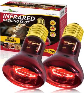 Reptizoo 705353326783 75w Reptile Heat Lamp Bulb 2pcs Infrared Emitter Red For