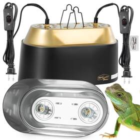 Hdrl04 Reptizoo Home Dual Reptile Light Fixture With Switches High Reflection Dome Heat L
