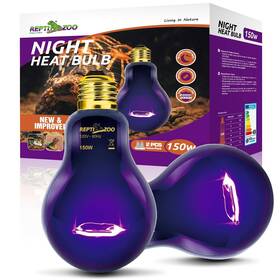 Mhl150d Reptizoo 2pcs Reptile Heat Lamp 150w Night Moonlight Bulb Purple Inch