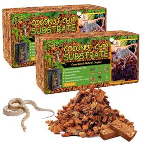 Riare 704090574136 2 Pack Natural Coconut Chip Substrate For Reptiles- Compressed Husk R