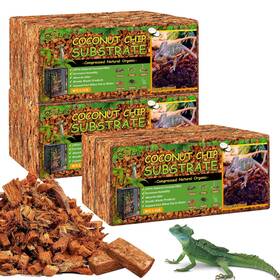 Riare 704090574143 6 Pack Natural Coconut Chip Substrate For Reptiles- Compressed Husk R