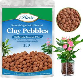 Riare 704090994675 2 Lbs Organic Expanded Clay Pebbles - 4mm-16mm Natural Leca Balls 2lb