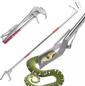 Hn-s01 Riomhorry 50 Inch Snake Tongs Collapsible Grabber Tool Professional Reptile Silvery