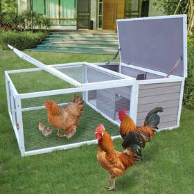 Rockever 973618174019 Chicken Coop With Run 60 Inch Rabbit Hutch Outdoor Large Tortoise Habitat Pet C