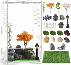Qir-roundfunny-2873 Roundfunny 23 Pcs Jumping Spider Enclosure And Habitat Miniatures Clear Colorful