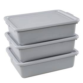015x11-c Saedy 3 Pack 13 L Food Service Bus Tub With Lid Restaurant Dish Gra