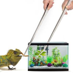 Sankoly 738170407908 2 Pcs Extra Long Reptile Feeding Tongs Stainless Steel Handle Terrarium