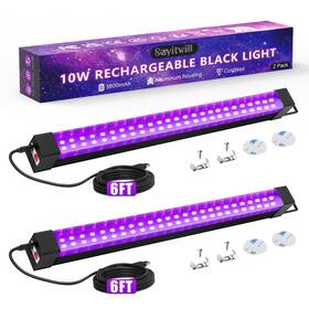 A-395 Sayitwill Rechargeable Black Light Bar 2 Packs Battery Powered Lights For