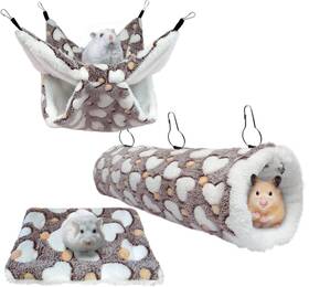 Secfanya 669936833085 Small Pet Cage Hammock Set Guinea Pig Hideout Mattress Hanging Tu
