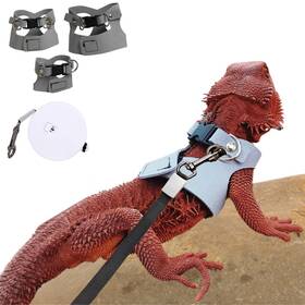 Bd-gyharnesssml-3pcs-fba Sezdeki 3 Pack Bearded Dragon Harness And Leash Set - Adjustable Soft Leather Lizard