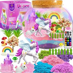 Qc-79 Shantou Longhu District Jieyuanle Toys Co. Ltd Unicorn Terrarium Kit For Kids Girls Age 4-6 With 16 Modes Led
