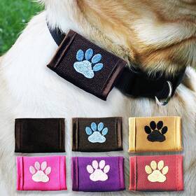 Silentags 850023561732 Dapper Dog Pet Tag Silencer - Ballistic Nylon Black With Blue Paw Print
