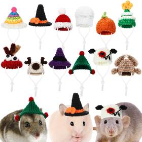 Haa-silkfly-3313 Silkfly 12 Pcs Mini Hamster Hats Crochet Hat For Small Animals Guinea Pig Snakes Liza