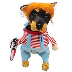 Slugospel 647581467497 Pet Deadly Doll Dog Costume Halloween Funny Costumes With Wig And Knife