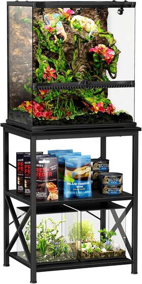 Snughome 445011493435 Reptile Tank Stand 24 Inch X 18 Terrarium With 3-tier Open Storage