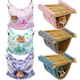 Xln-soulchen-6803 Soulchen 6 Pcs Soft Guinea Pig Rat Hammock Set 3 Layer Ferret Bed Warm Fleece Double B
