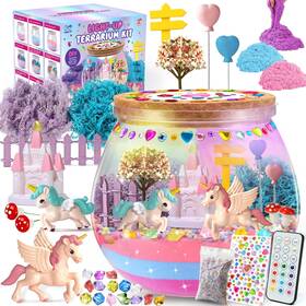 Sparkleme 739750150306 Unicorn Terrarium Crafts Kit For Kids Led Night Light-up Diy Toys With Remot
