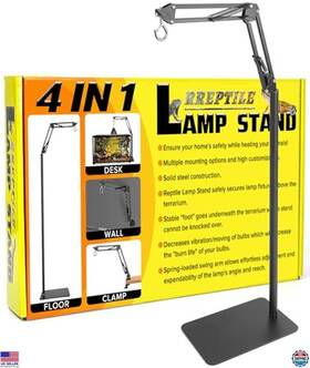 B0c532rnr1 Stanley 4-in-1 Adjustable Metal Reptile Lamp Stand With Swing Arm For Terrarium