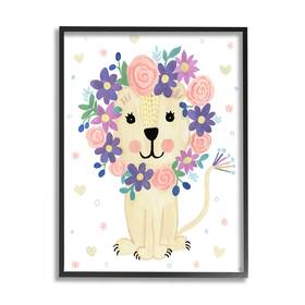 Stupell Industries 196216594881 Quirky Pink Purple Floral Lion Mane Heart Pattern Design By Heather Strianese