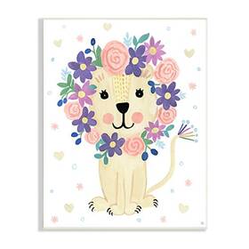 Stupell Industries 196216594942 Quirky Pink Purple Floral Lion Mane Heart Pattern Design By Heather Strianese