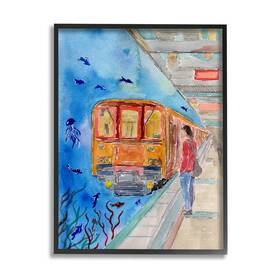 Stupell Industries 197081671455 Aquarium Subway Train Giclee Framed Wall Art Design By Sebastian Grafmann