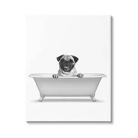 Stupell Industries 197658069401 Pug Dog In Tub Bathroom Pet Canvas Wall Art Design By Annalisa Latella