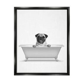 Stupell Industries 197658069425 Pug Dog In Tub Bathroom Pet Framed Floater Canvas Wall Art