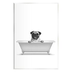 Stupell Industries 197658069579 Pug Dog In Tub Bathroom Pet Wall Plaque Art Design By Annalisa Latella