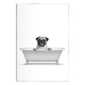 Stupell Industries 197658069586 Pug Dog In Tub Bathroom Pet Wall Plaque Art Design By Annalisa Latella