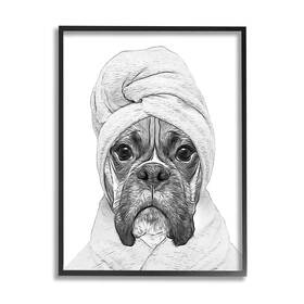 Stupell Industries 197658069708 Dog In Bathrobe Funny Pet Framed Giclee Art Design By Annalisa Latella