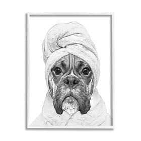 Stupell Industries 197658069753 Dog In Bathrobe Funny Pet Framed Giclee Art Design By Annalisa Latella