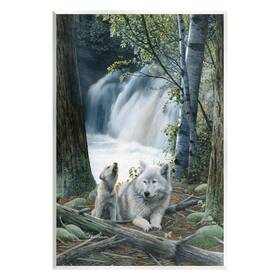 Stupell Industries 197658762173 Wolves By Forest Waterfall Wall Plaque Art Design Kevin Daniel