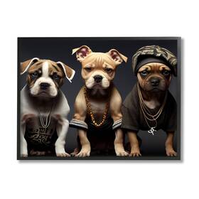 Stupell Industries 197658862958 Gangster Dogs Trio Puppies Framed Giclee Art Design By Cybergeek
