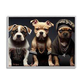 Stupell Industries 197658862996 Gangster Dogs Trio Puppies Framed Giclee Art Design By Cy