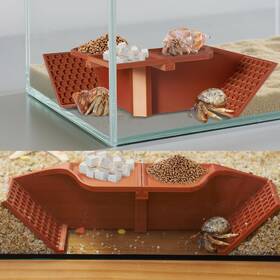 Sw-us56 Swirge Hermit Crab Hideout 3 In 1 Habitat Shelter With Food Bowls Brown