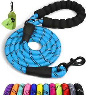 Tgqys013-blue-12-185 Taglory Rope Dog Leash 6 Ft With Comfortable Padded Handle Highly Reflective