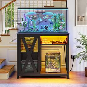 Beyshl4t5x Taus 40-50 Gallon Fish Tank Stand With Led Light 3-tier Aquarium Storage Cabinet